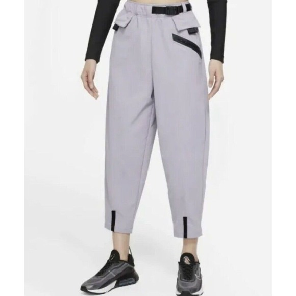 Nike Pants - NIKE Sportswear Tech Pack Curve Woven Pants Sz L Purple Black Jogger Workout Gym
